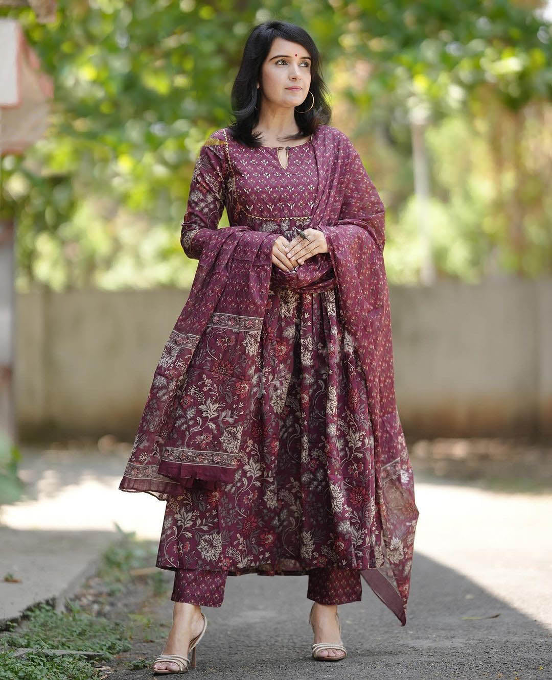 Anarkali Kurta And Pant Set With Dupatta