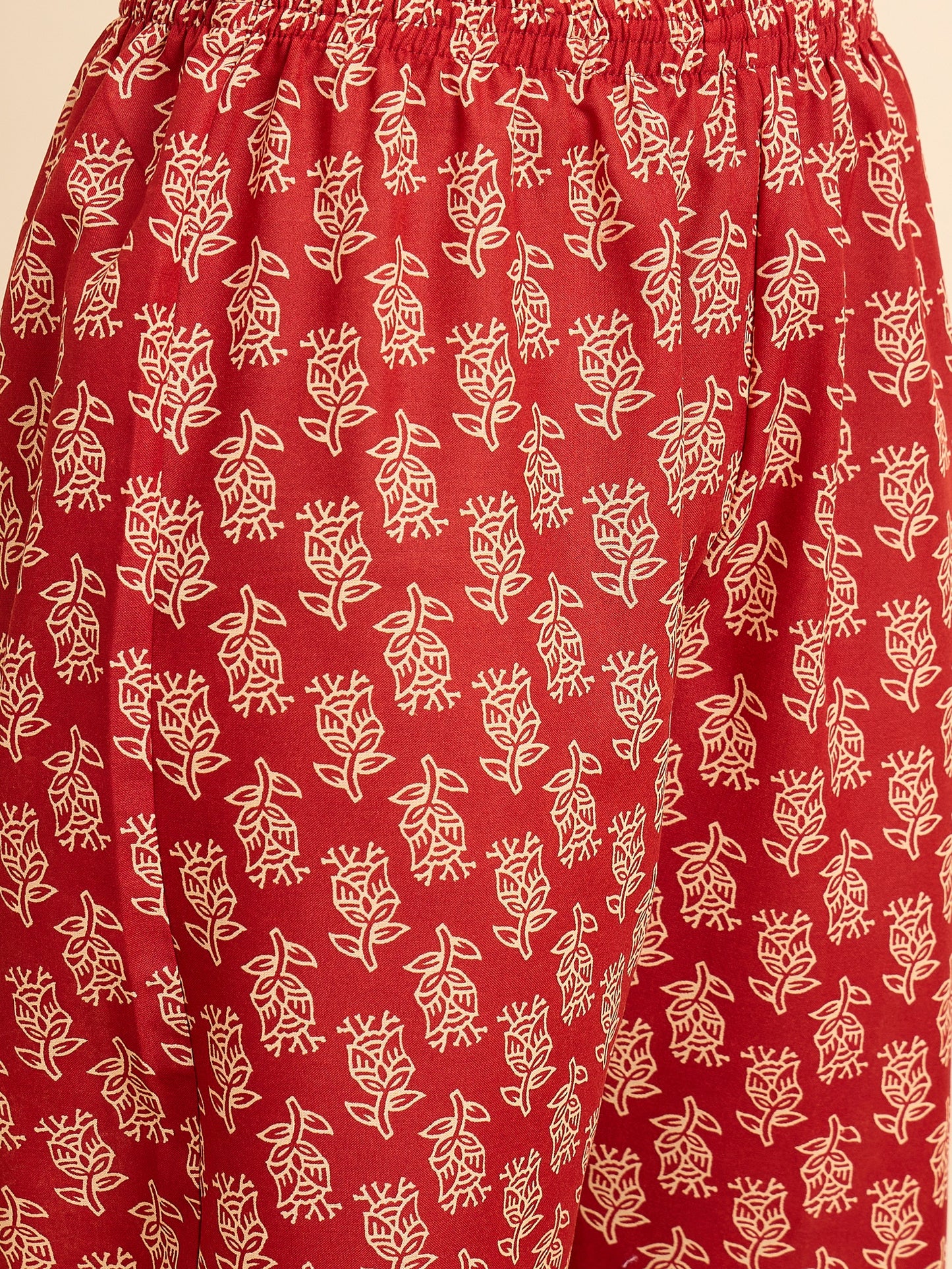 Red Anarkali Kurta And Pant Set With Dupatta