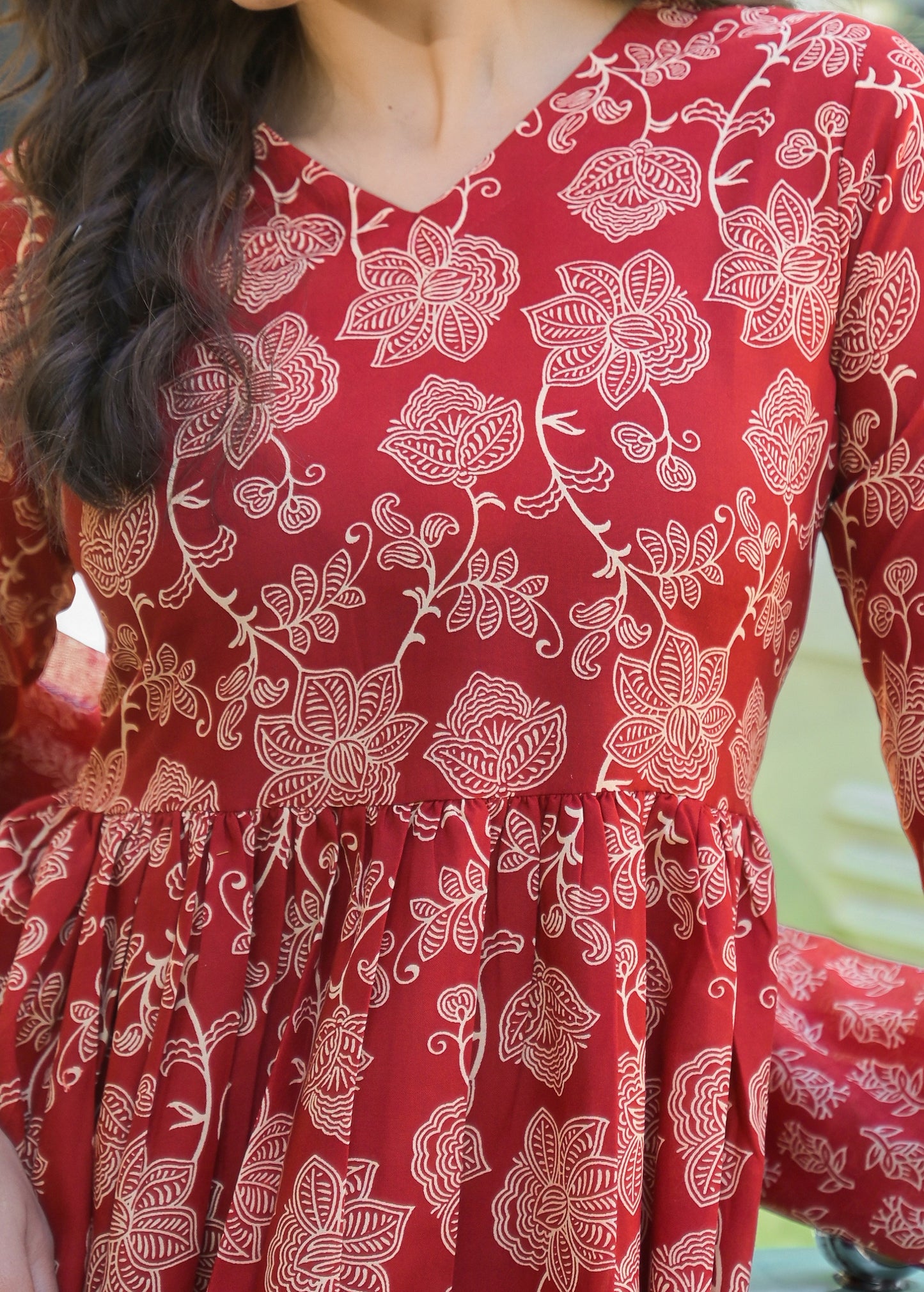 Red Anarkali Kurta And Pant Set With Dupatta