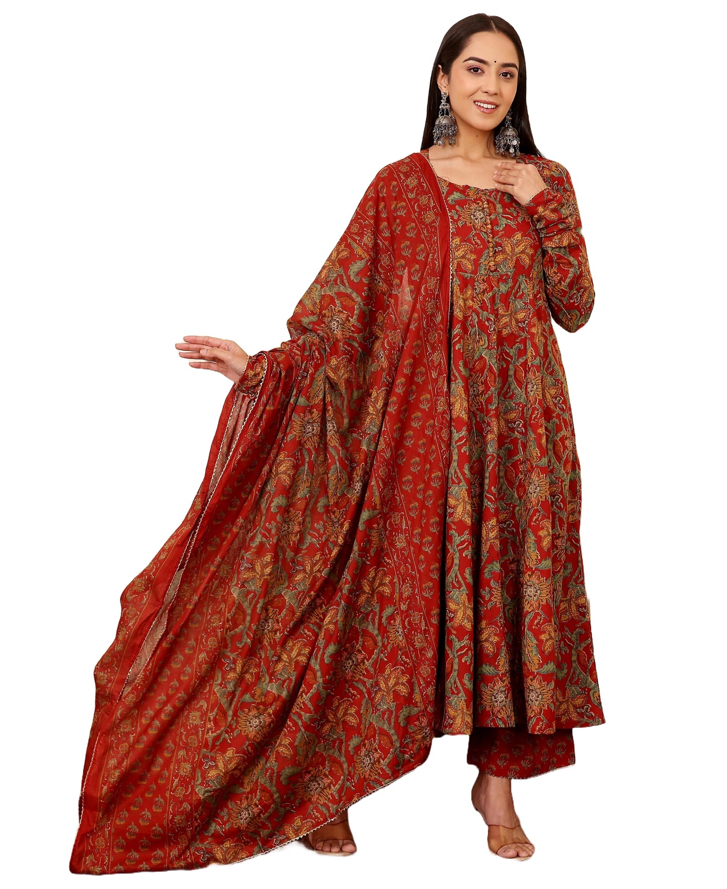 Red Kurta Set With Dupatta
