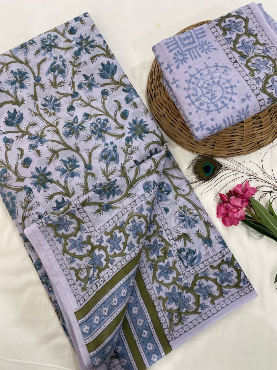 Cotton Mul Mul Hand Block Printed Sarees