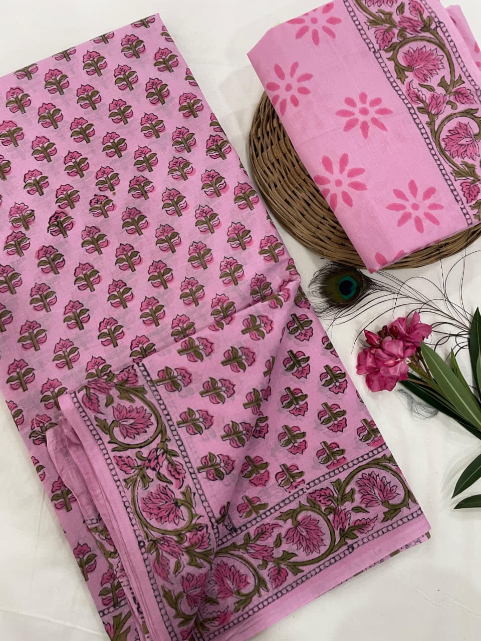 Cotton Mul Mul Hand Block Printed Sarees