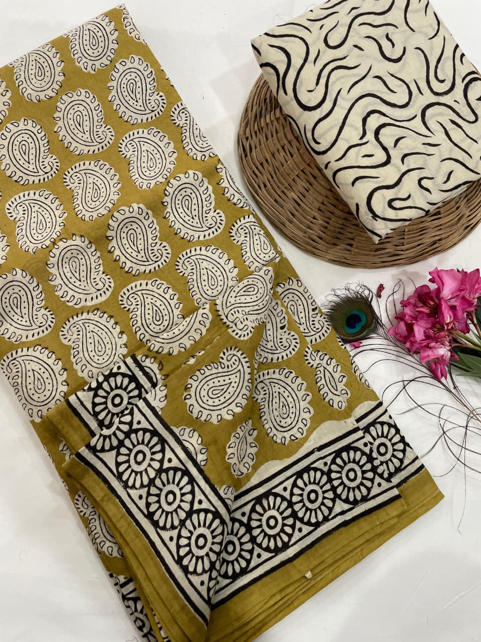 Cotton Mul Mul Hand Block Printed Sarees