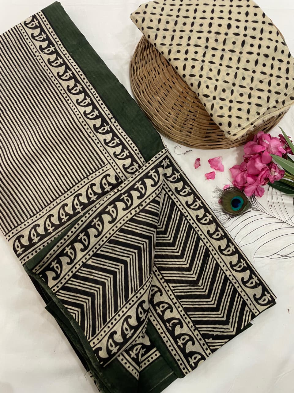 Cotton Mul Mul Hand Block Printed Sarees