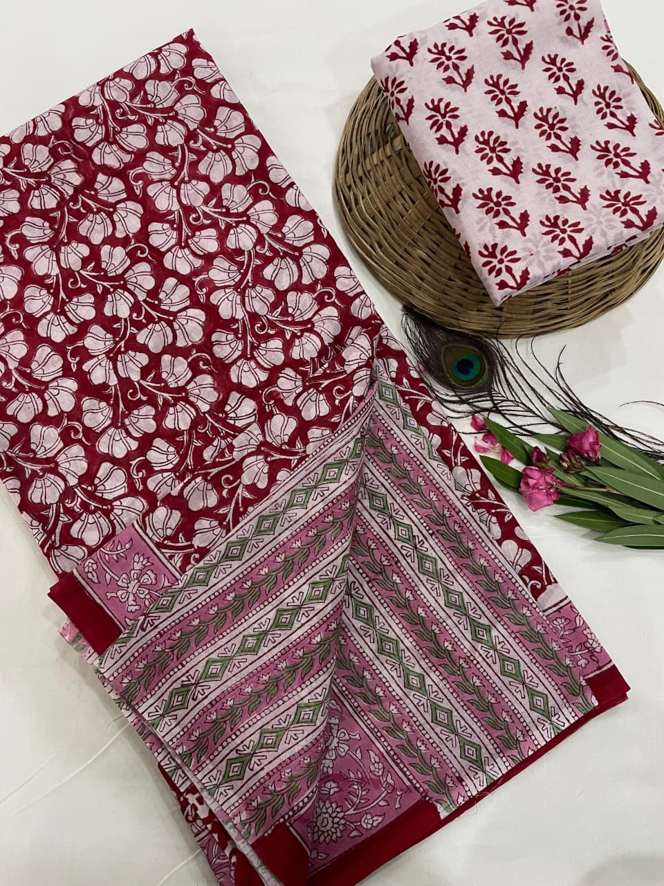 Cotton Mul Mul Hand Block Printed Sarees