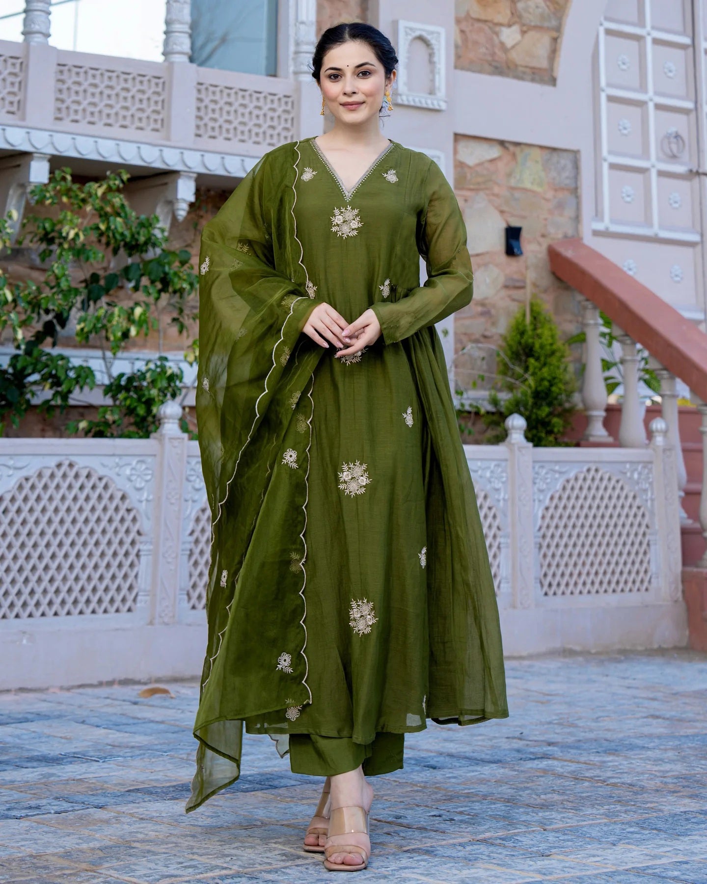 Green Kurta Set With Dupatta