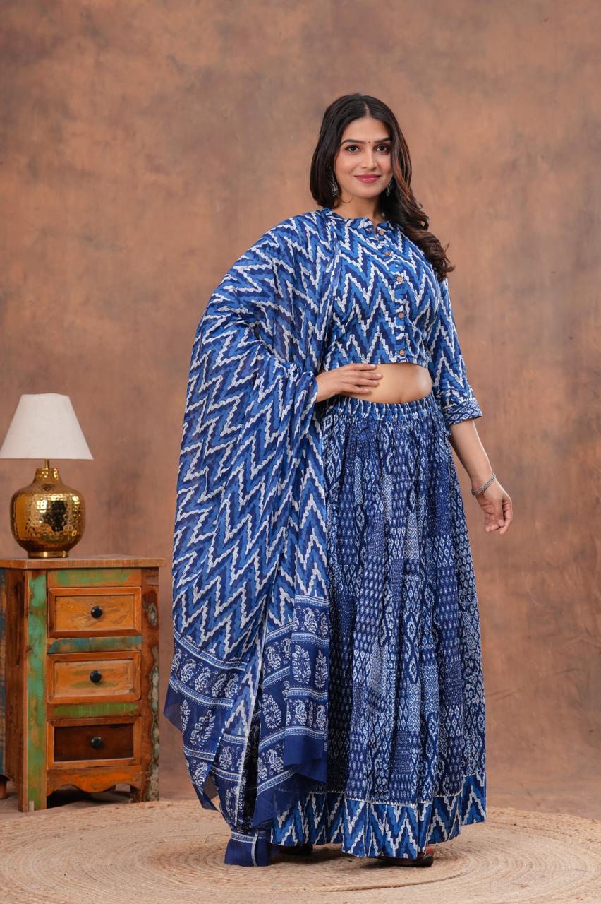 Top & Skirt With Mul Mul Dupatta
