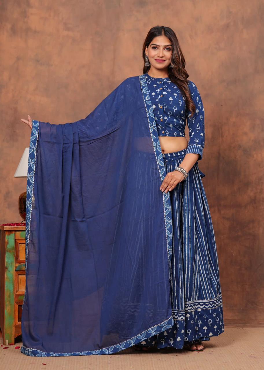 Top & Skirt With Mul Mul Dupatta