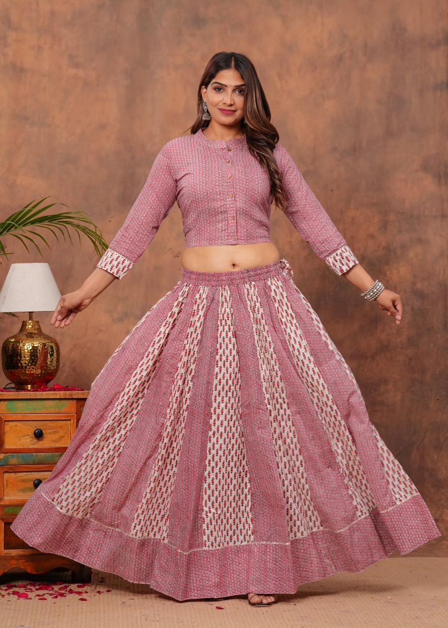 Top & Skirt With Mul Mul Dupatta
