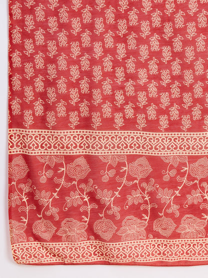 Red Anarkali Kurta And Pant Set With Dupatta