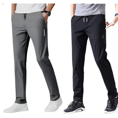 Lycra Men's Track Pants (Black & Grey, S) (Pack of 2)