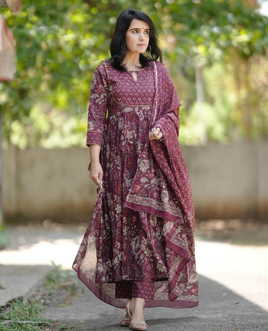 Anarkali Kurta And Pant Set With Dupatta