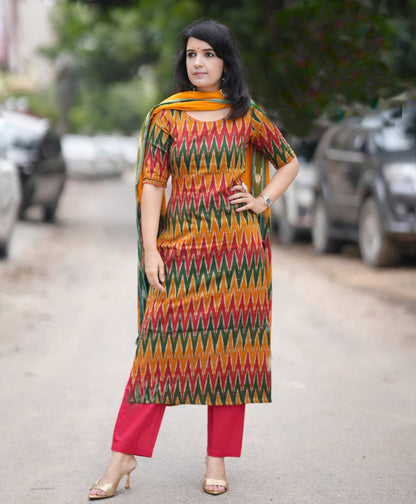 Clourful Printed Kurta and Pant Set with Dupatta