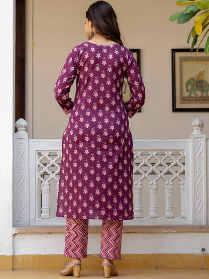 Purple Kurta Set With Dupatta