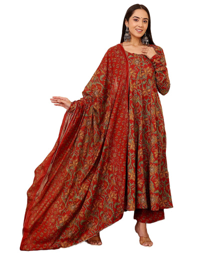 Red Kurta Set With Dupatta