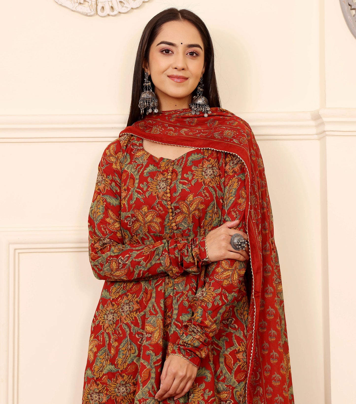 Red Kurta Set With Dupatta