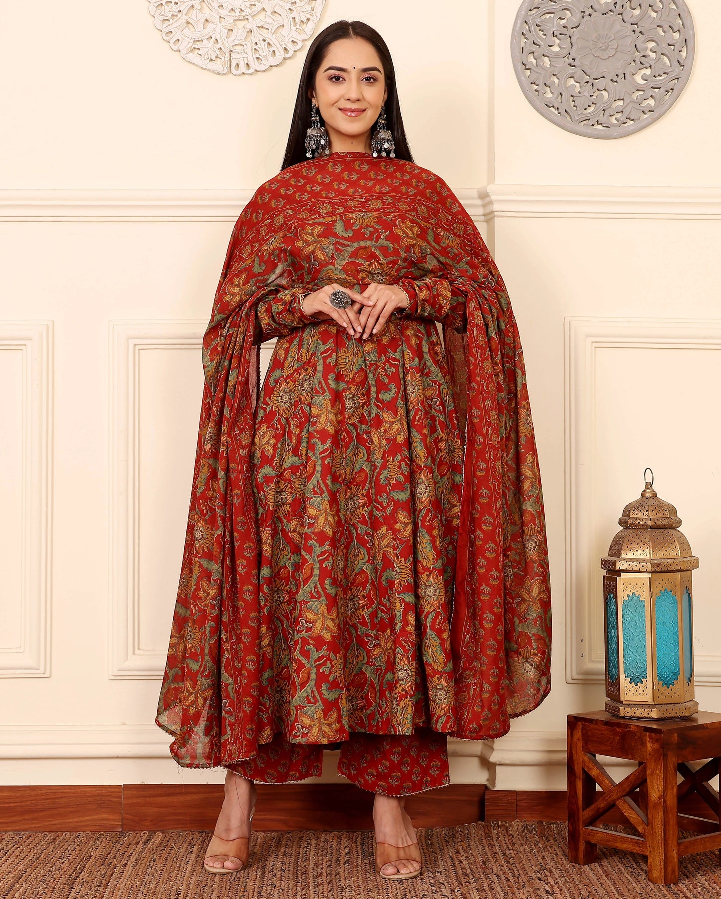 Red Kurta Set With Dupatta