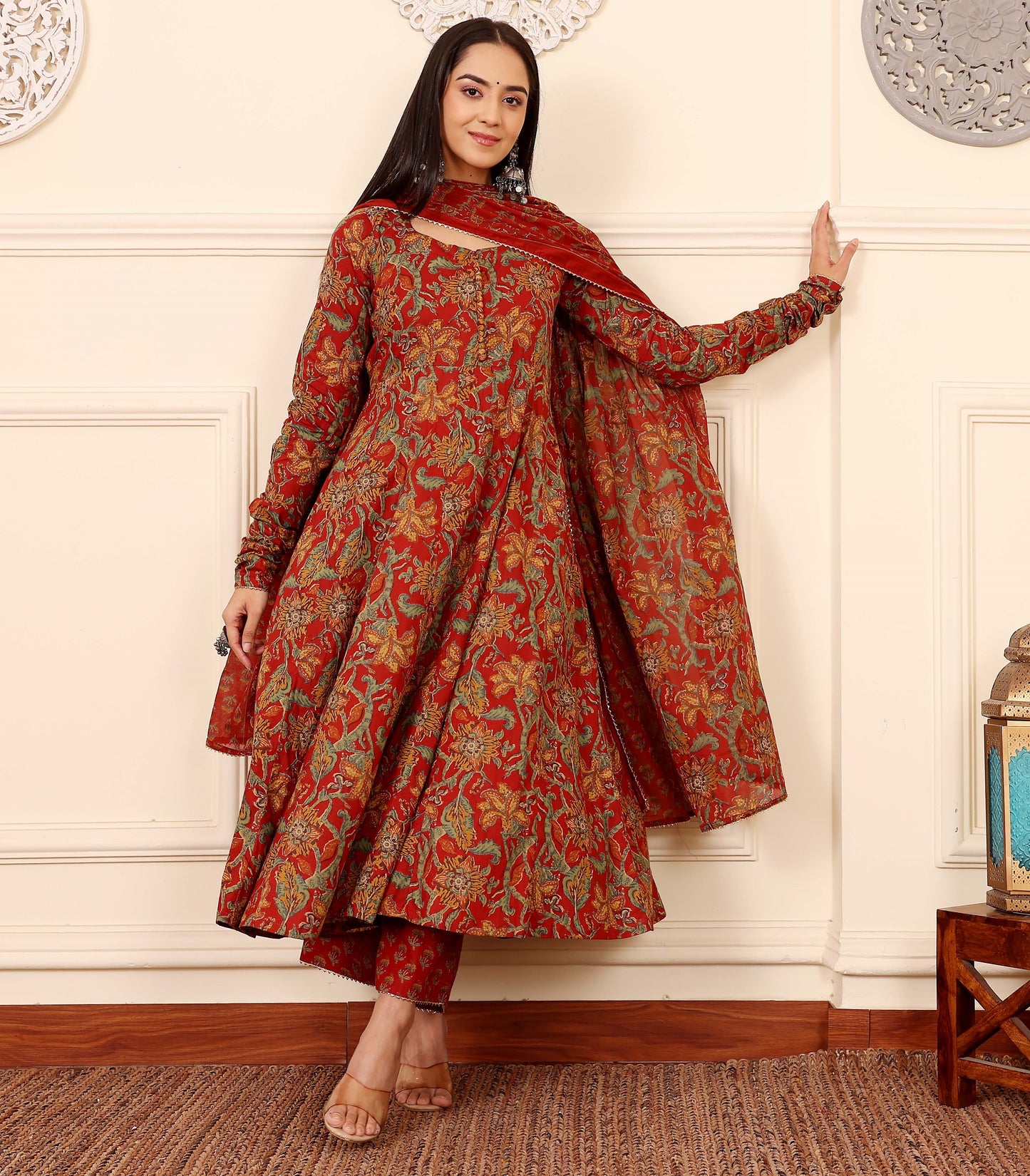 Red Kurta Set With Dupatta