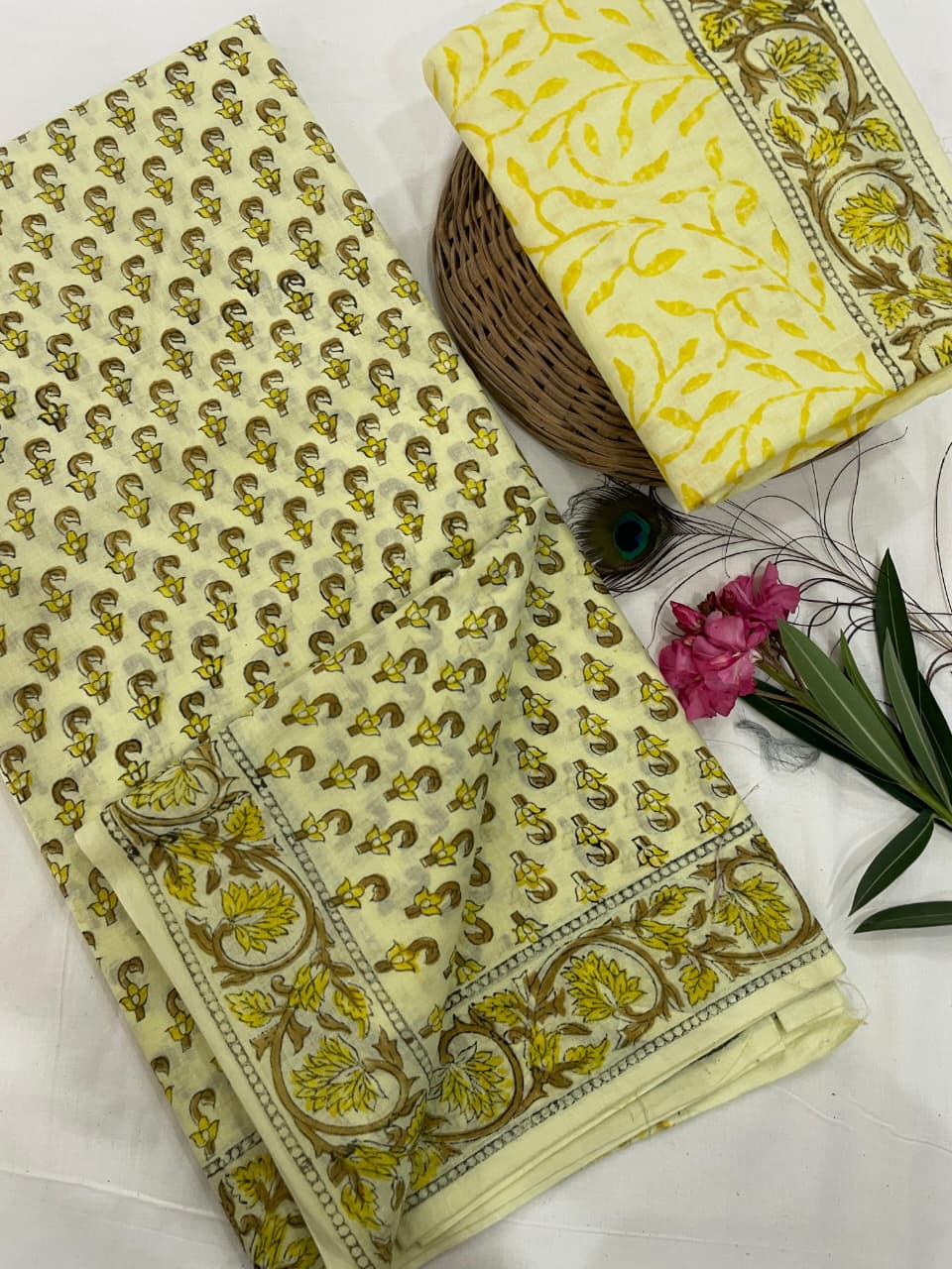 Cotton Mul Mul Hand Block Printed Sarees