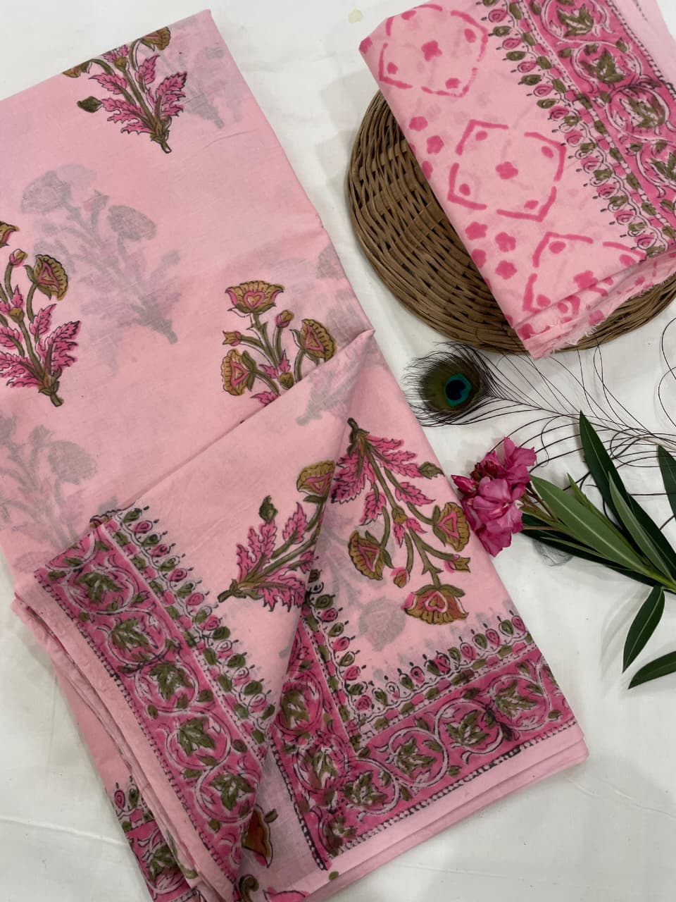 Cotton Mul Mul Hand Block Printed Sarees