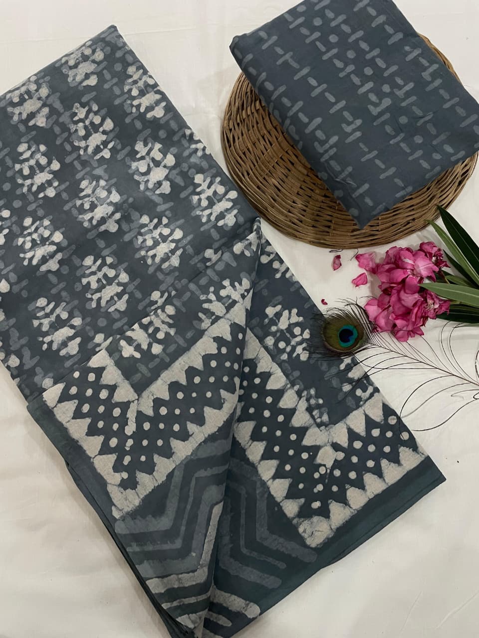 Cotton Mul Mul Hand Block Printed Sarees