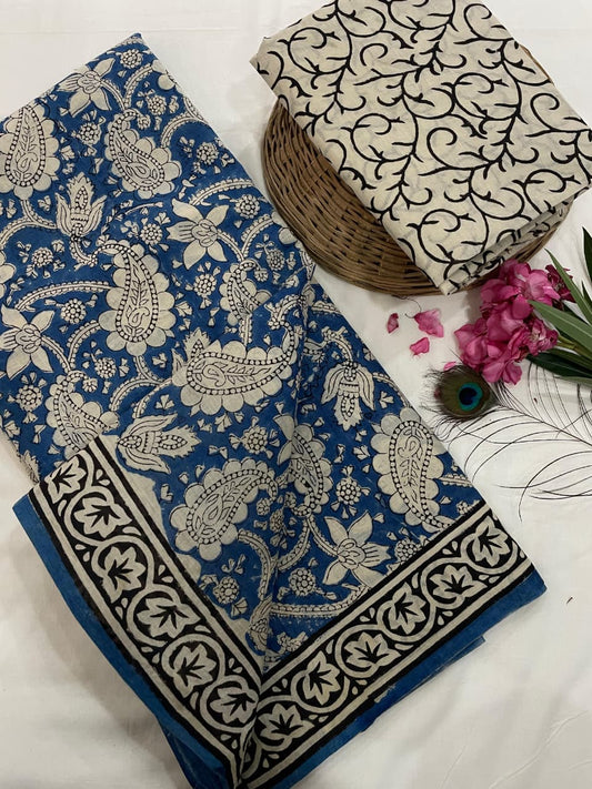 Cotton Mul Mul Hand Block Printed Sarees