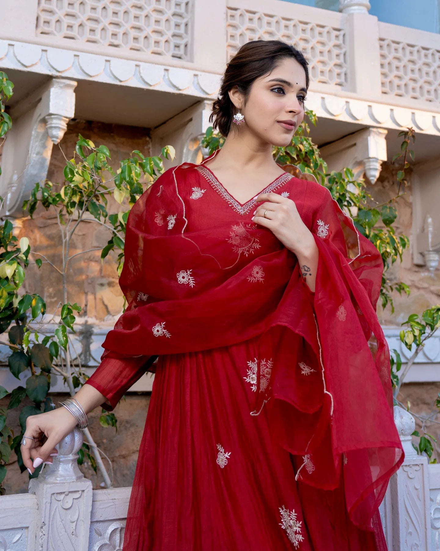 Red Kurta Set With Dupatta