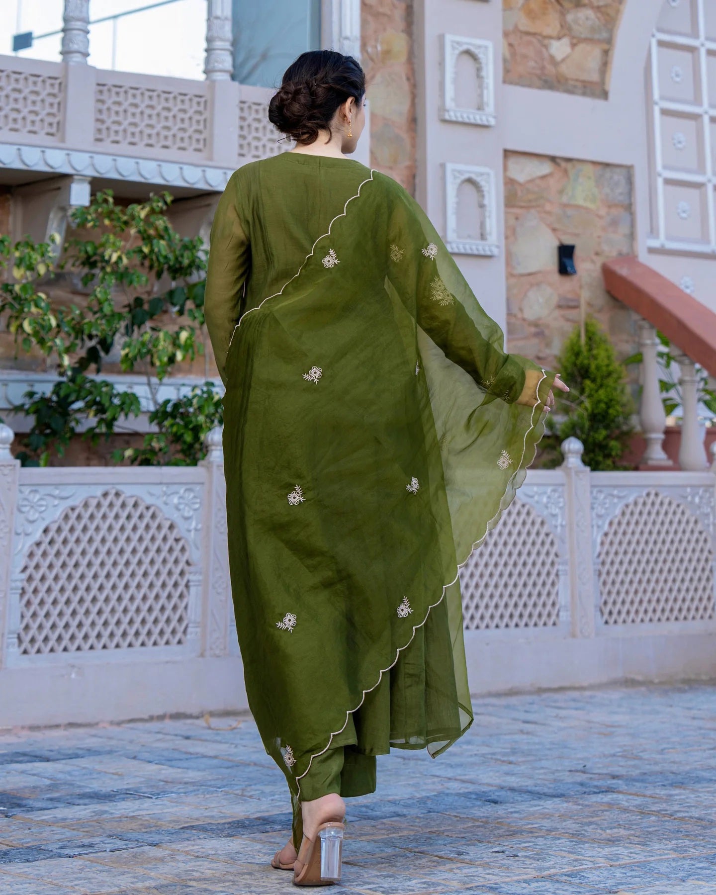 Green Kurta Set With Dupatta