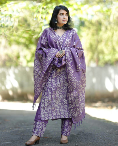 Purple Kurta Set With Dupatta