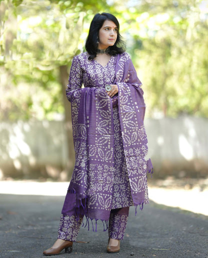 Purple Kurta Set With Dupatta