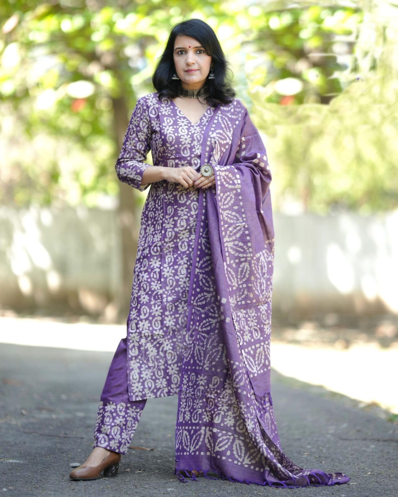 Purple Kurta Set With Dupatta