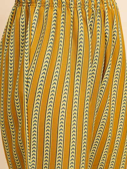 Yellow Anarkali Kurta And Pant Set With Dupatta