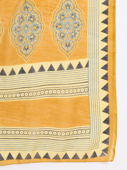 Yellow Anarkali Kurta And Pant Set With Dupatta
