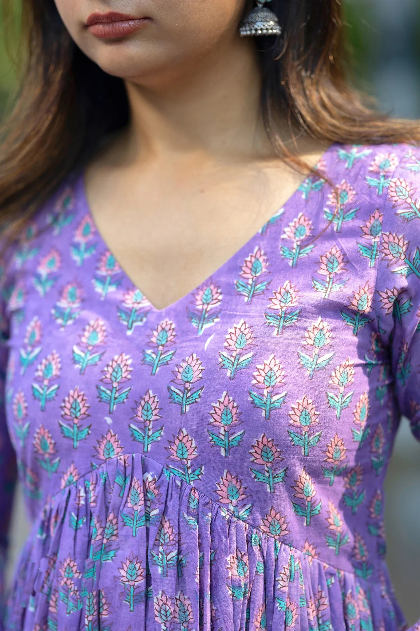 Purple Anarkali Kurta And Pant Set With Dupatta