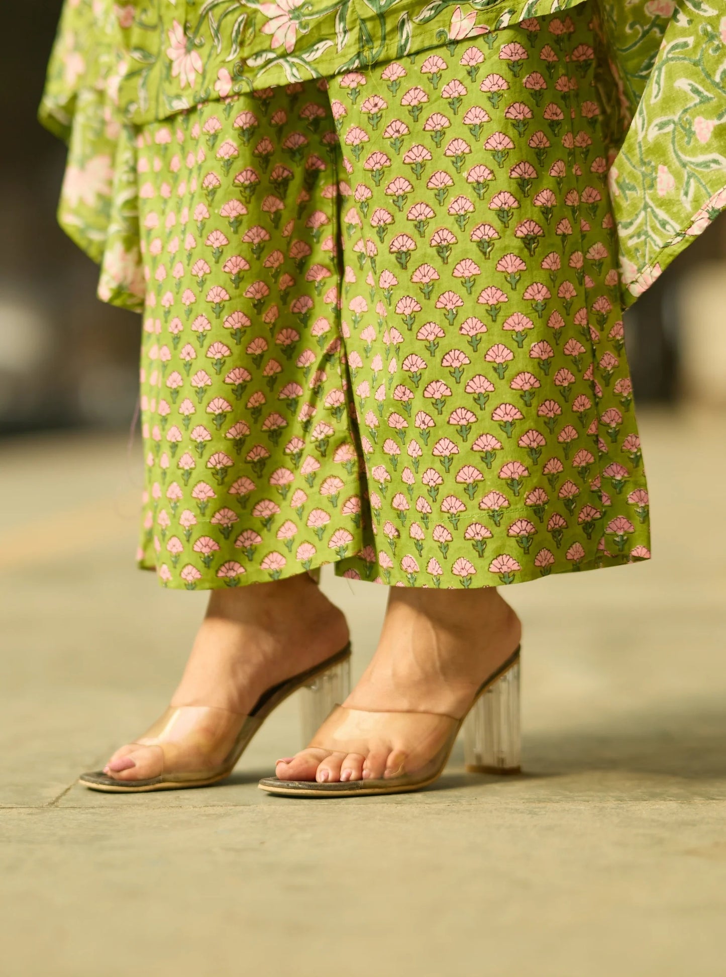 Green Anarkali Kurta And Pant Set With Dupatta