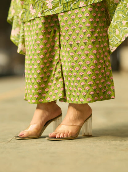 Green Anarkali Kurta And Pant Set With Dupatta