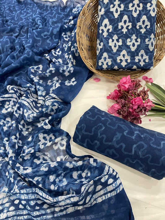 Cotton Suit With Chiffon Dupatta