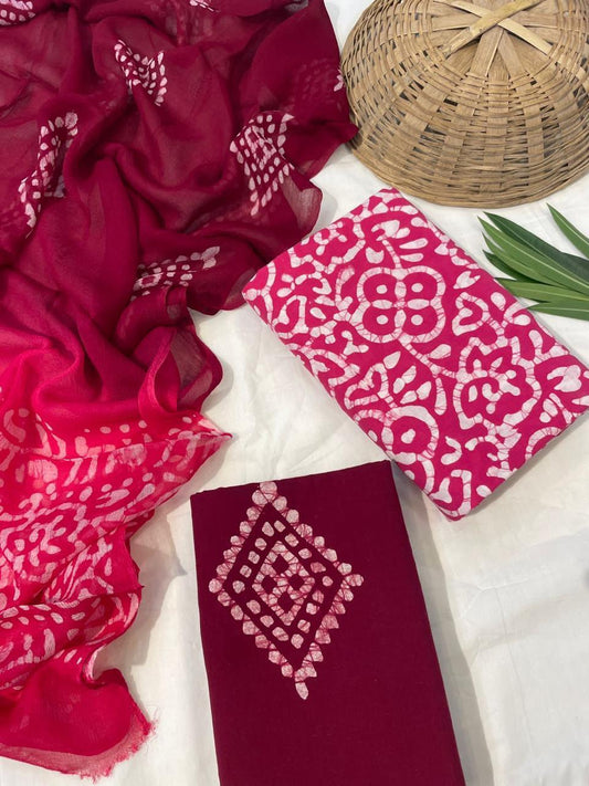 Cotton Suit With Chiffon Dupatta