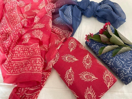 Cotton Suit With Chiffon Dupatta