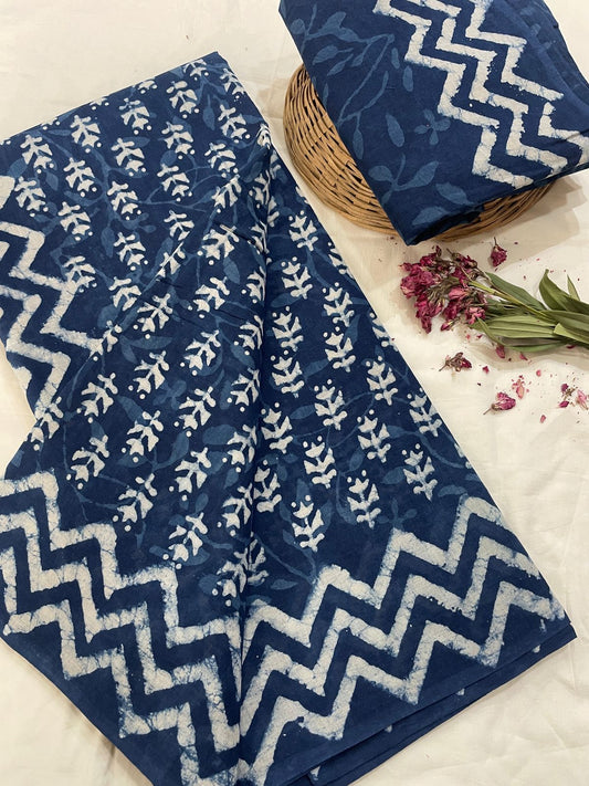 Cotton Mul Mul Hand Block Printed Sarees