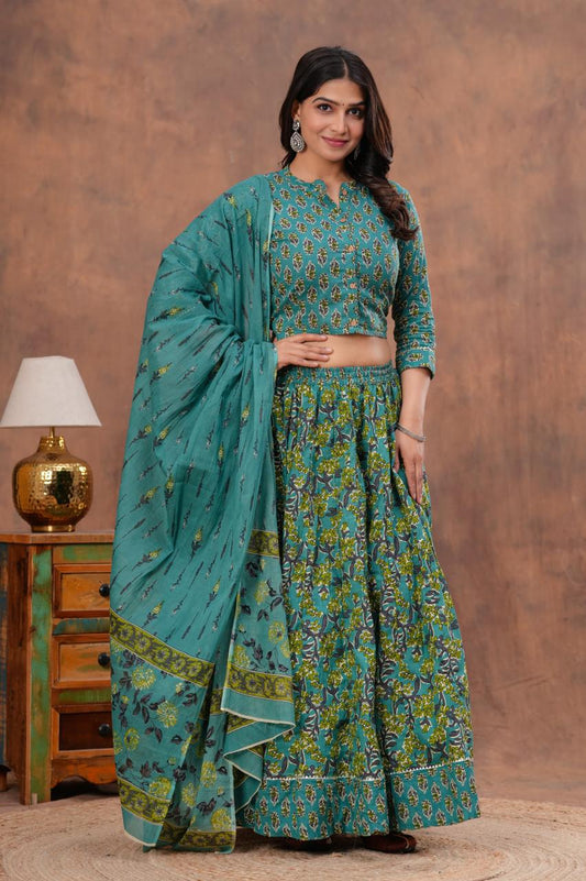 Top & Skirt With Mul Mul Dupatta