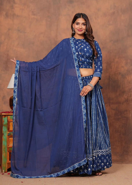 Top & Skirt With Mul Mul Dupatta