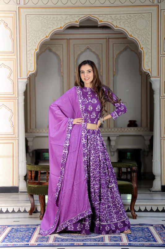 Top & Skirt With Mul Mul Dupatta