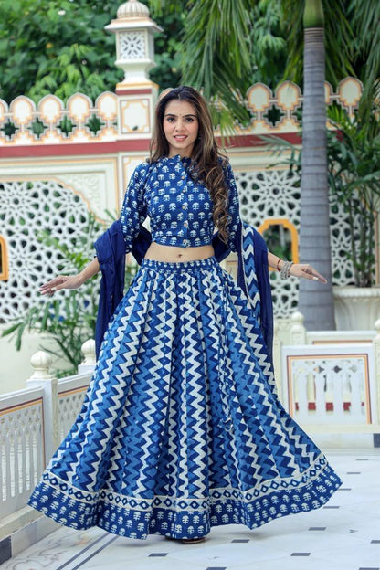 Top & Skirt With Mul Mul Dupatta