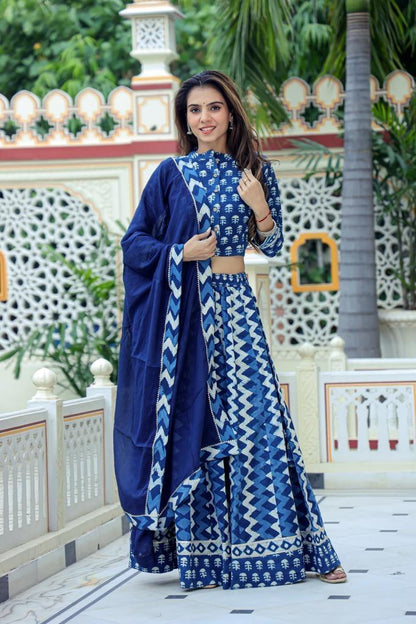 Top & Skirt With Mul Mul Dupatta