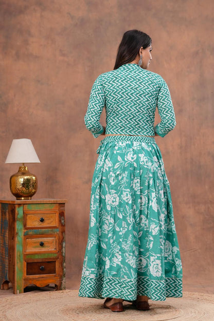 Top & Skirt With Mul Mul Dupatta