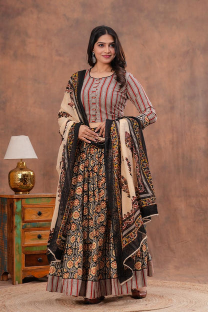 Top & Skirt With Mul Mul Dupatta