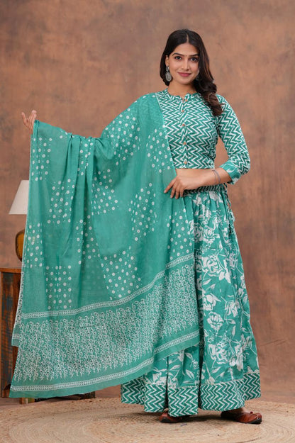 Top & Skirt With Mul Mul Dupatta