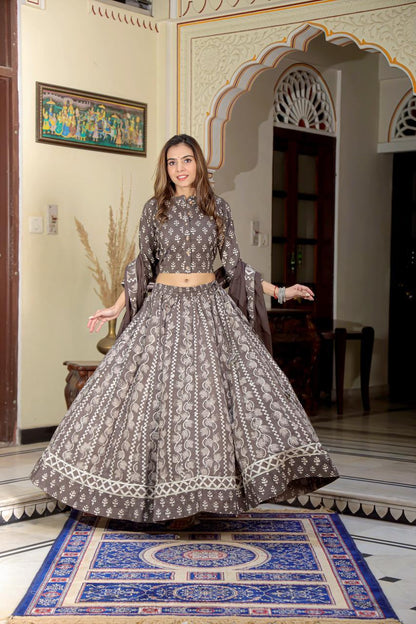 Top & Skirt With Mul Mul Dupatta